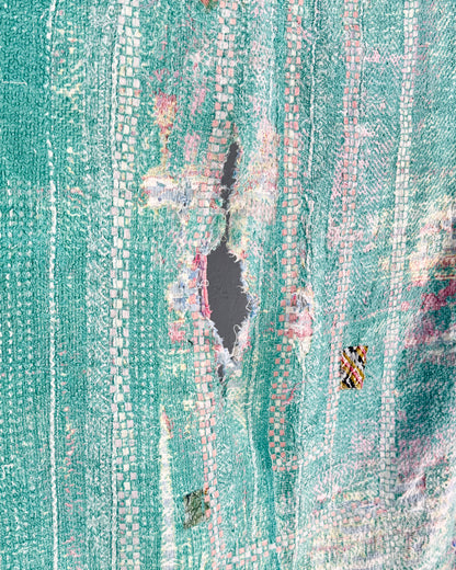 Project Kantha Quilt: Green and Blue With Authentic Aged Texture