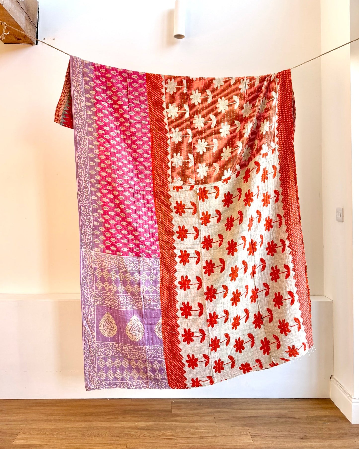 Sari Fabric Kantha Quilt 25 - Biggs & Hill