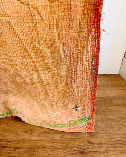 Project Kantha Quilt: Soft Yellow and Pink With Authentic Aged Texture - Biggs & Hill
