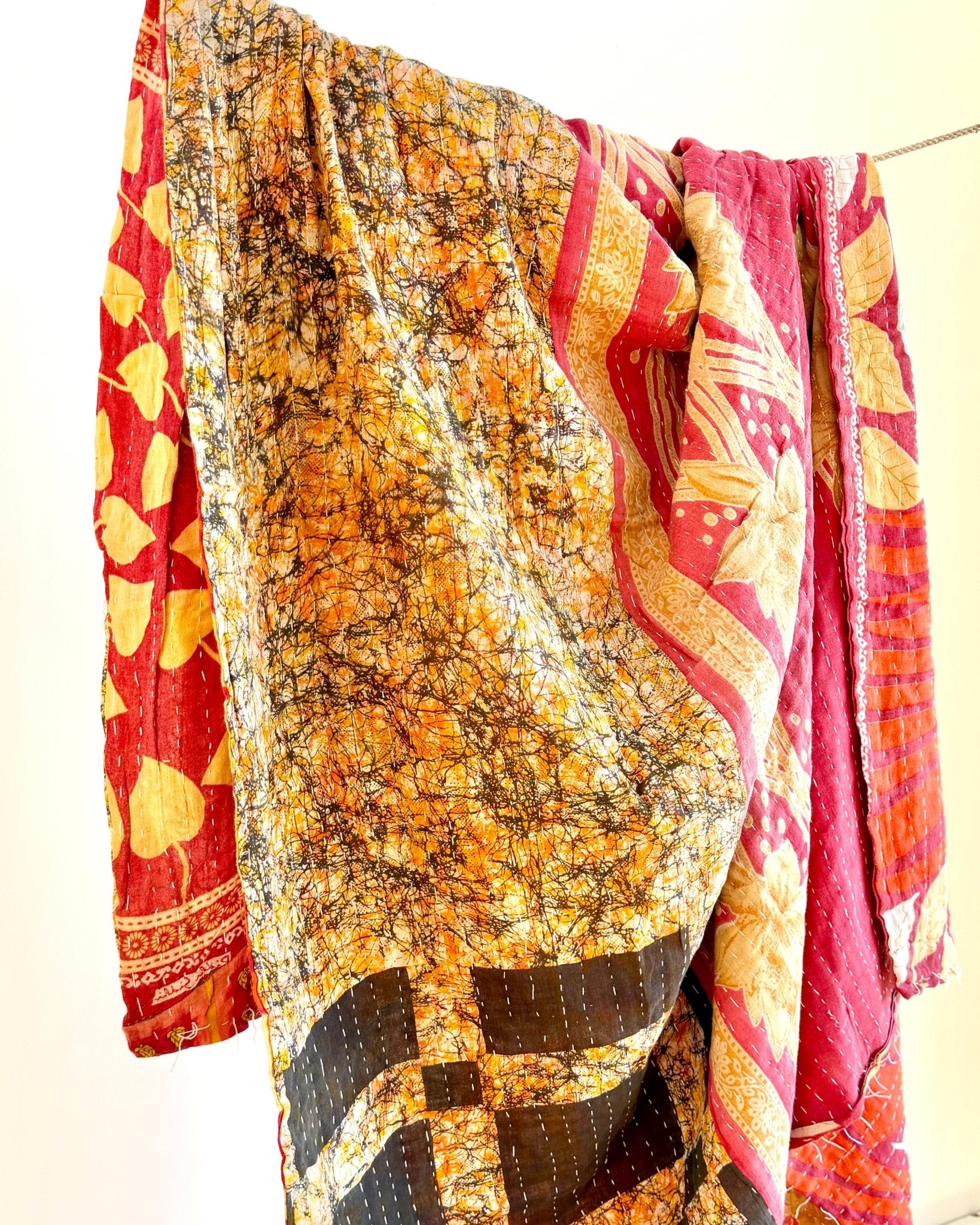 Sari Fabric Kantha Quilt 18 - Biggs & Hill