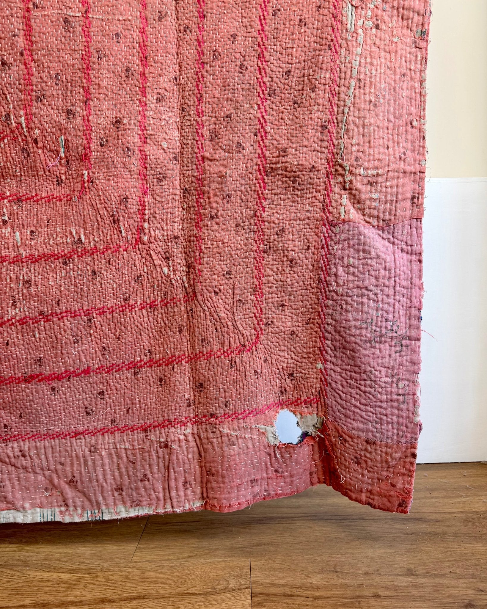 Project Kantha Quilt: Pink, Green and Purple with Embroidery - Biggs & Hill