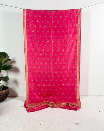 Preloved Silk Sari Length In Pink 11