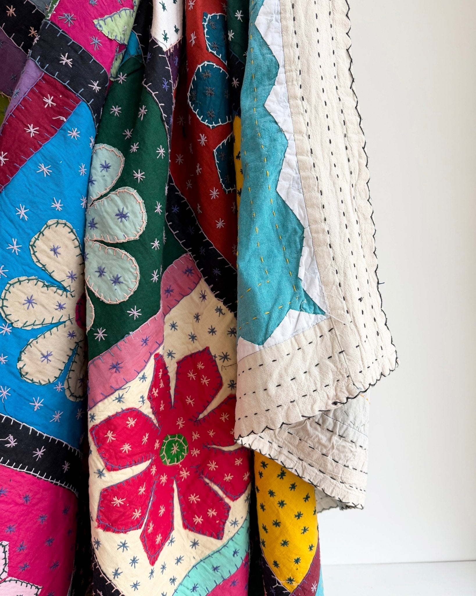 Patchwork Hand Stitched Jogi Bedspread 10 - King Size - Biggs & Hill