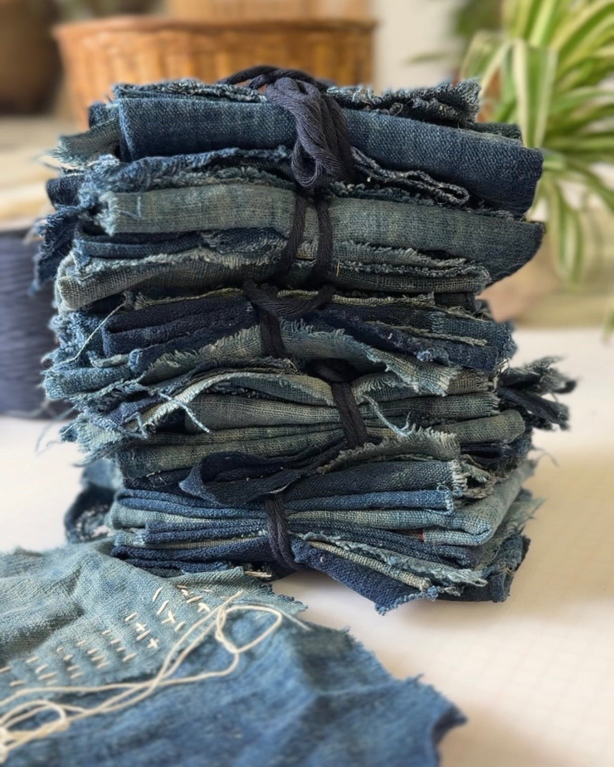 Vintage Indigo Cotton Boro/ Sashiko Craft Bundle - Biggs & Hill