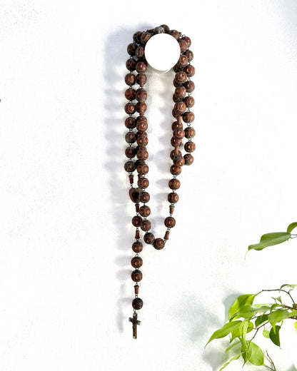Vintage French Lourdes Rosary (Chapelet) – Wooden Pilgrimage Beads