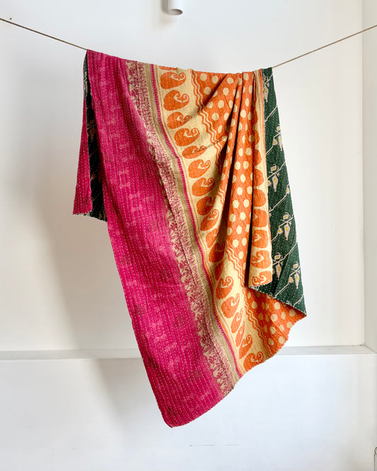 Vintage Sari Kantha Quilt #6
