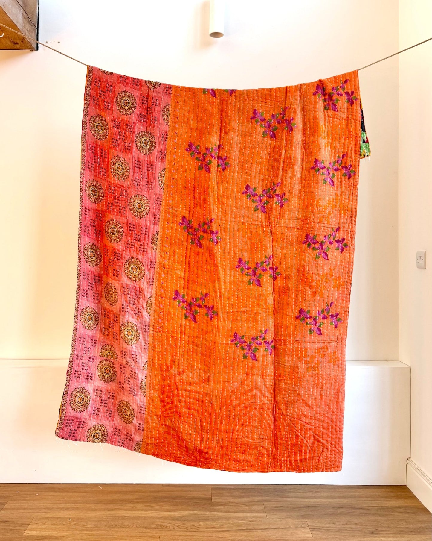 Sari Fabric Kantha Quilt 22 - Biggs & Hill