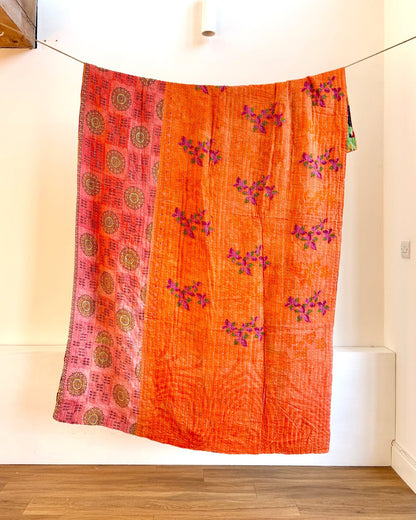 Sari Fabric Kantha Quilt 22 - Biggs & Hill