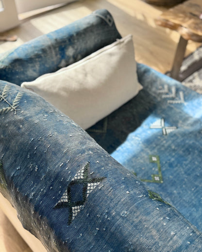Enormous Hand Woven Moroccan Bedcover Made  Indigo “Sabra Silk”