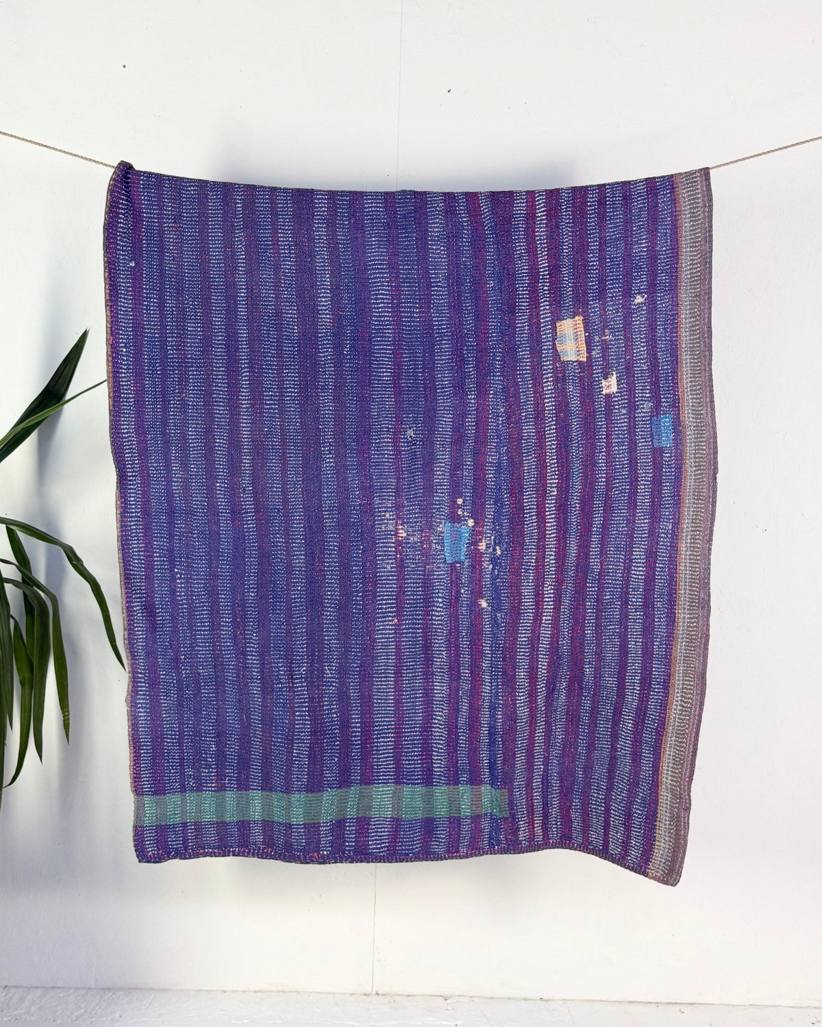 Project Kantha Quilt: Heavyweight Purple and Green with Rugged Stitching - Biggs & Hill