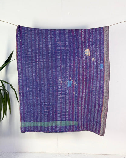 Project Kantha Quilt: Heavyweight Purple and Green with Rugged Stitching - Biggs & Hill