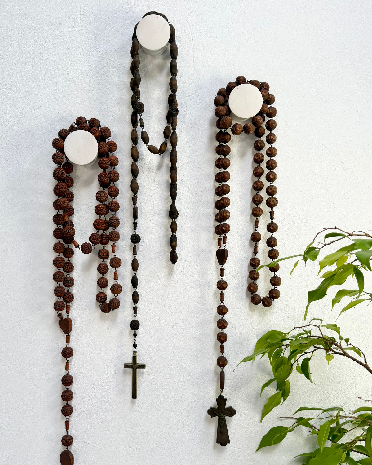 Vintage French Lourdes Rosary (Chapelet) – Wooden Pilgrimage Beads