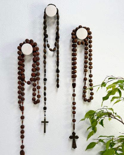 Vintage French Lourdes Rosary (Chapelet) – Wooden Pilgrimage Beads