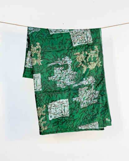 Preloved Silk Sari Length in Green 01