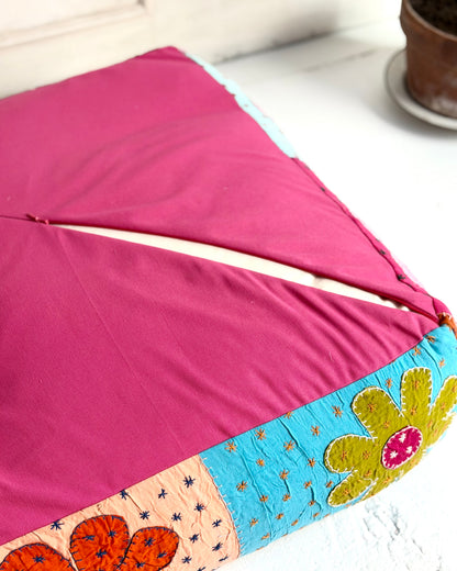 Large Square Patchwork Cotton Floor Cushion Cover
