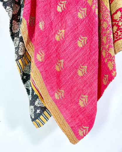 Vintage Cotton Kantha Quilt In Orange and Red 04 - Biggs & Hill