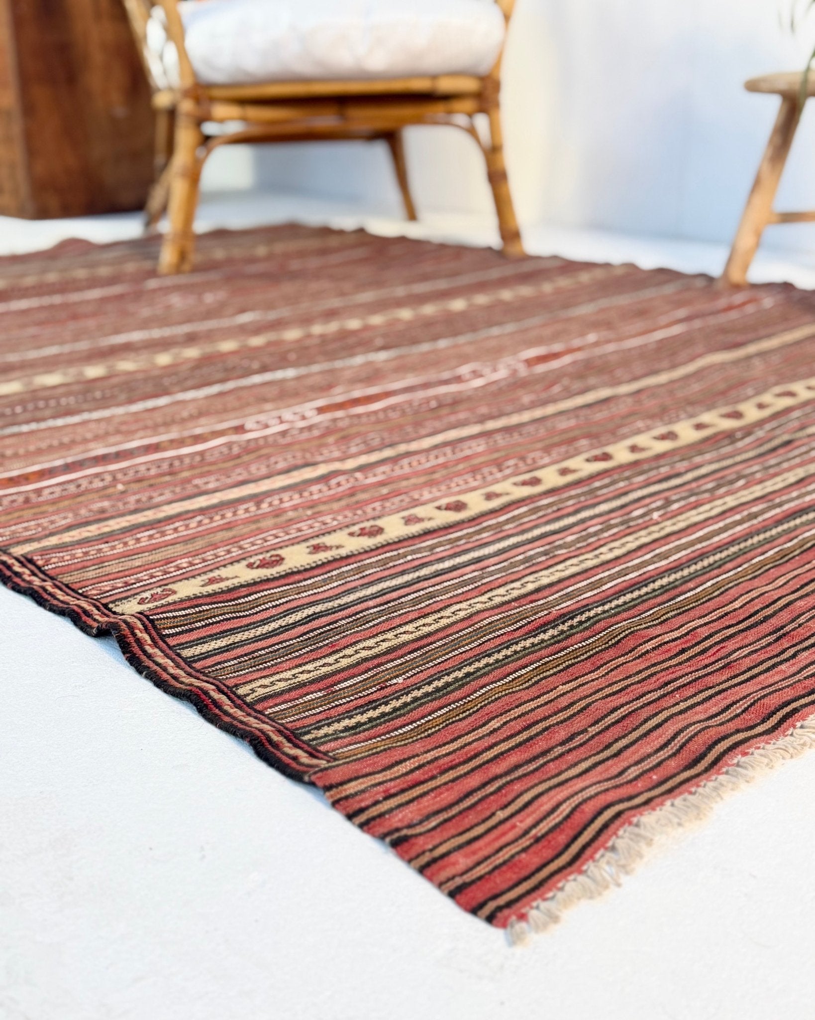 Red and Yellow Vintage Afghan Kilim Rug - Biggs & Hill