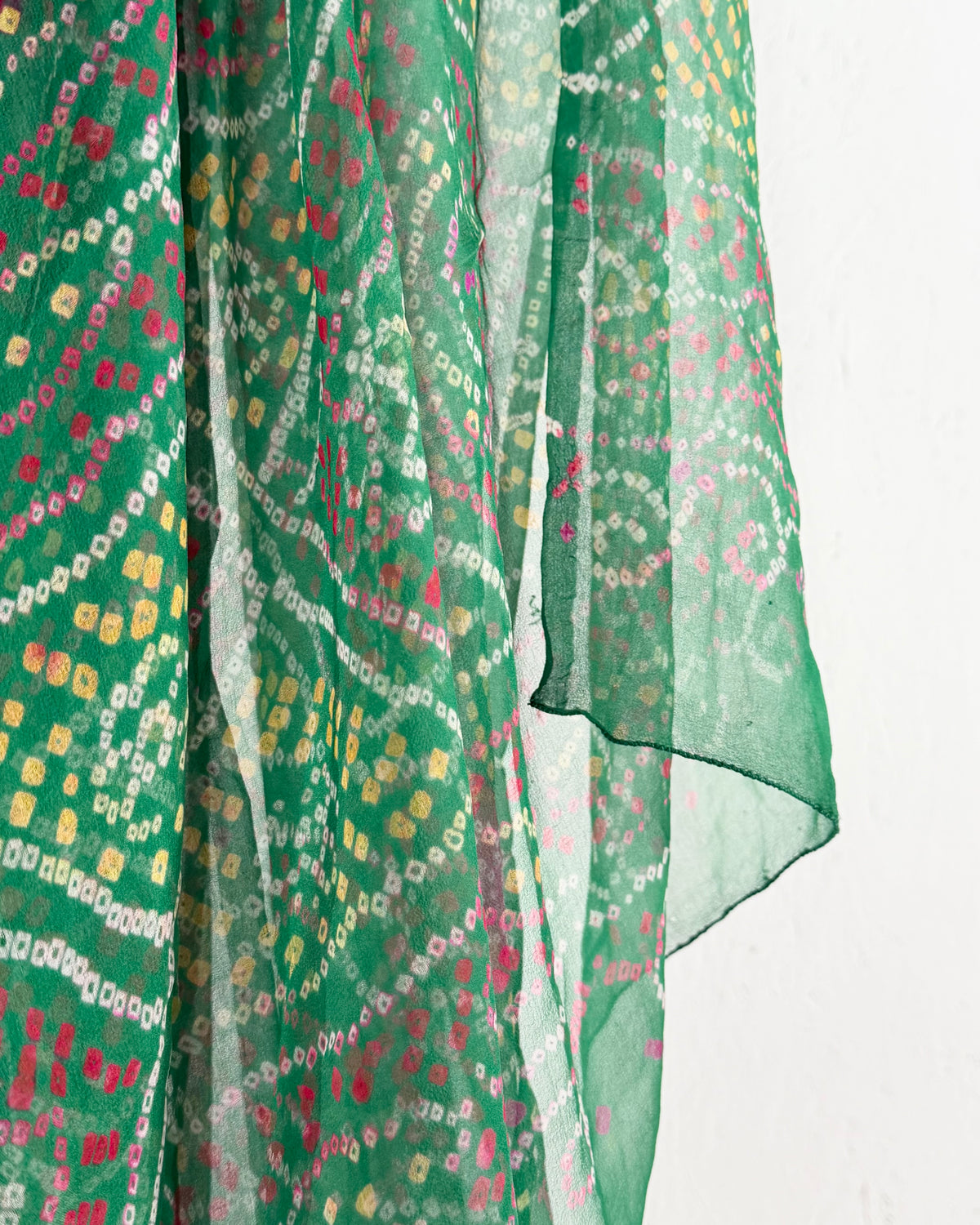 Preloved Silk Sari Green Georgette 07