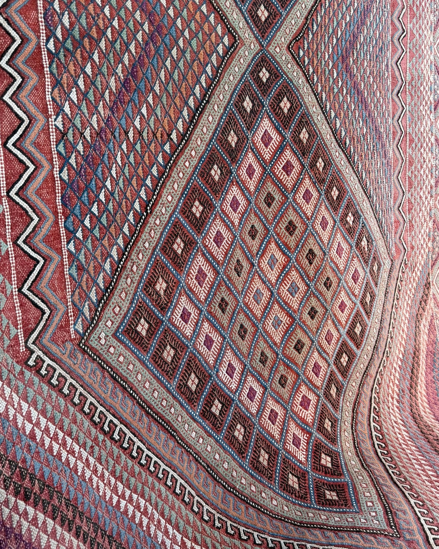 Vintage Afghan Handwoven Wool Tribal Soumac Area Rug - Biggs & Hill
