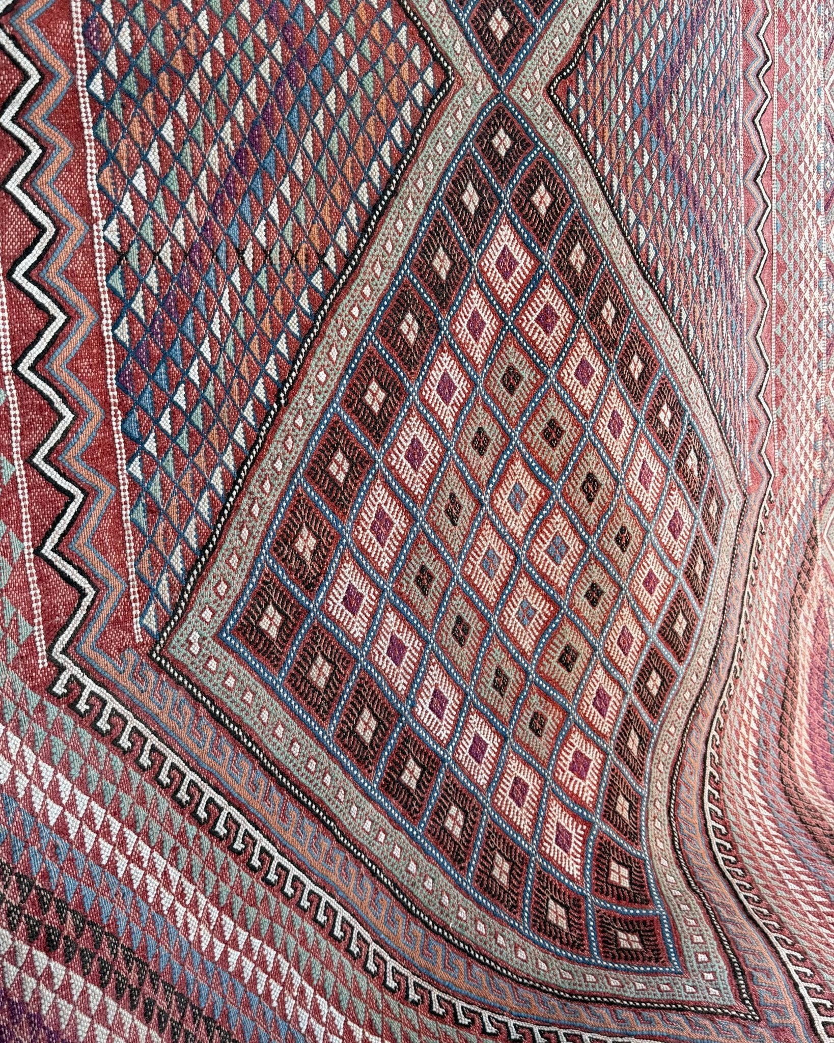 Vintage Afghan Handwoven Wool Tribal Soumac Area Rug - Biggs & Hill