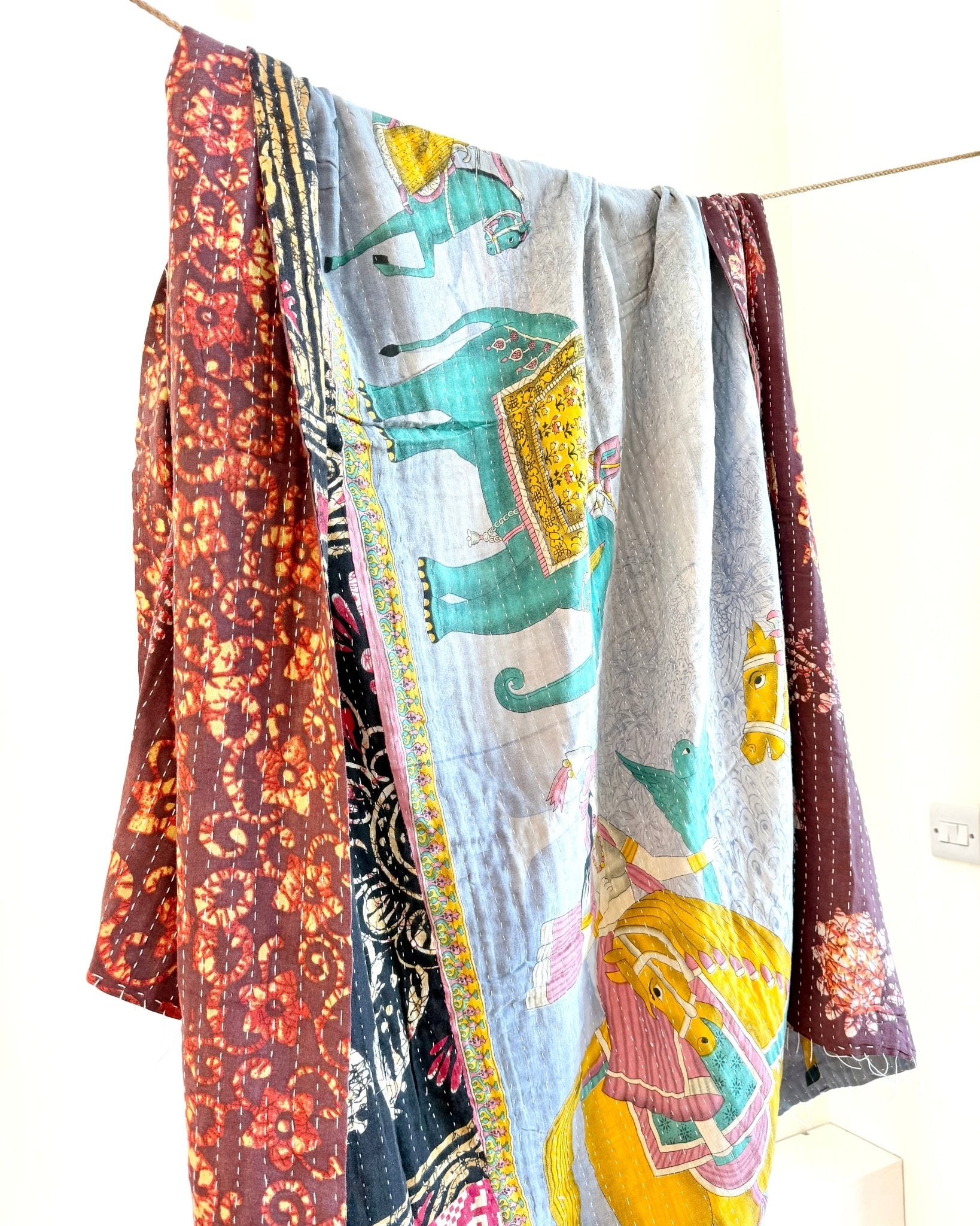 Sari Fabric Kantha Quilt 21 - Biggs & Hill
