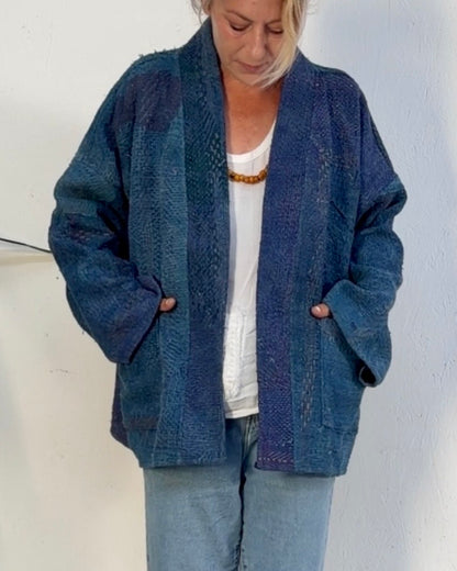 Índigo Printed Kantha Jacket