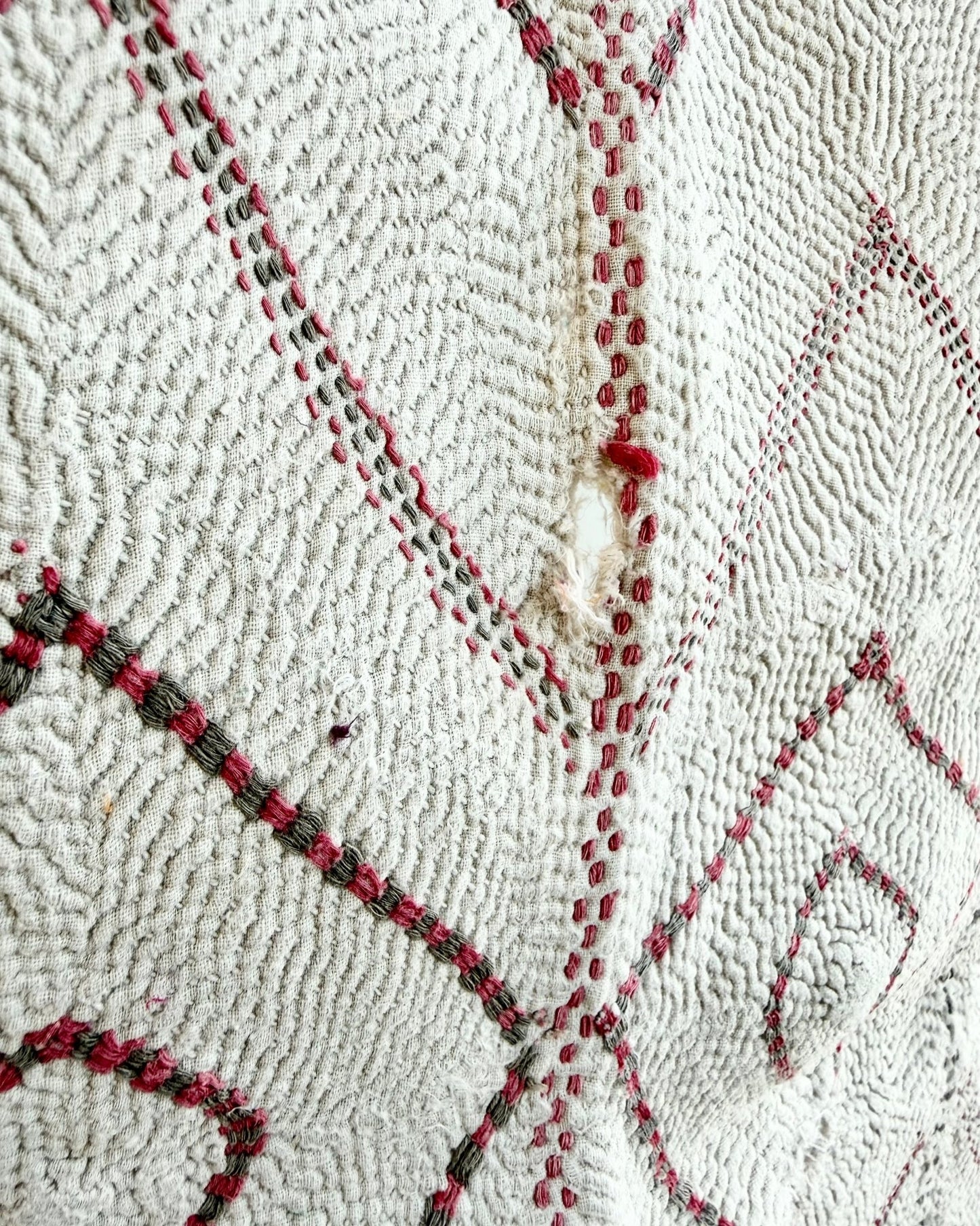Project Kantha Quilt: Large Nakshi Kantha With Zig Zag Embroidery - Biggs & Hill