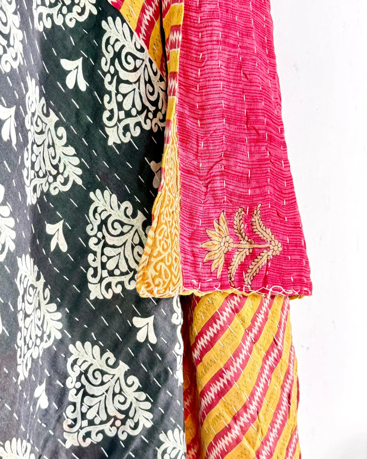 Vintage Cotton Kantha Quilt In Orange and Red 04 - Biggs & Hill