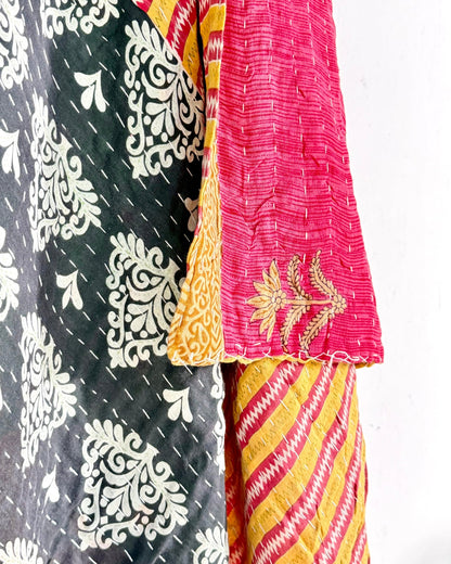 Vintage Cotton Kantha Quilt In Orange and Red 04 - Biggs & Hill