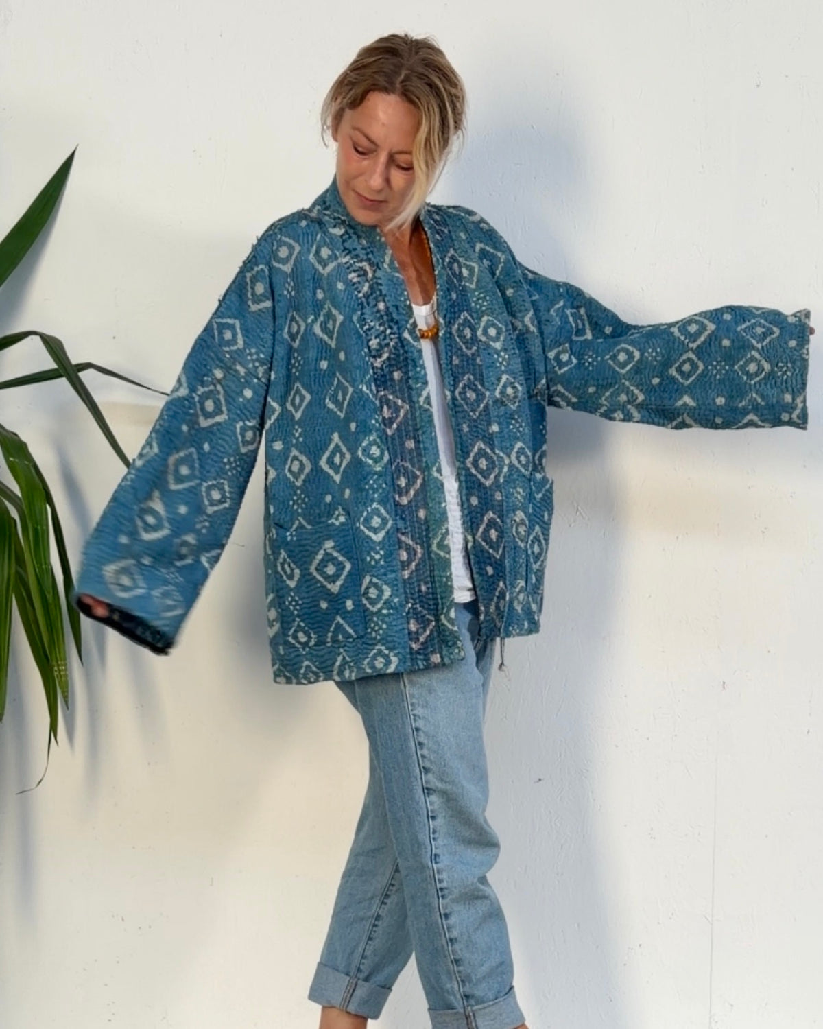 Índigo Printed Kantha Jacket