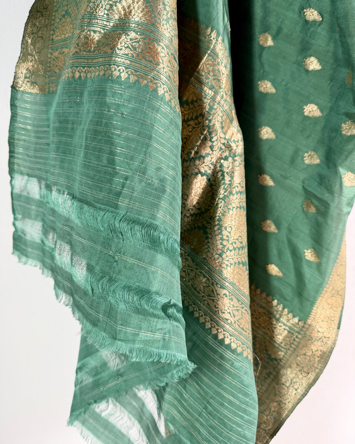 Preloved Silk Sari Length Sea Green 09