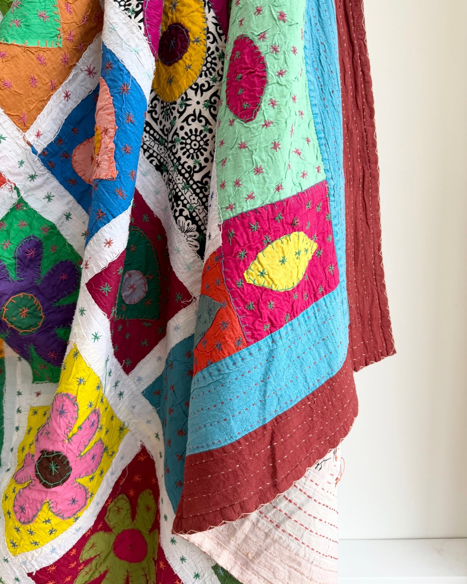 Patchwork Hand Stitched Jogi Bedspread 06 - King Size - Biggs & Hill