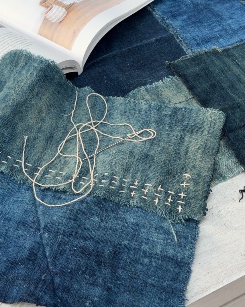 Vintage Indigo Cotton Boro/ Sashiko Craft Bundle - Biggs & Hill