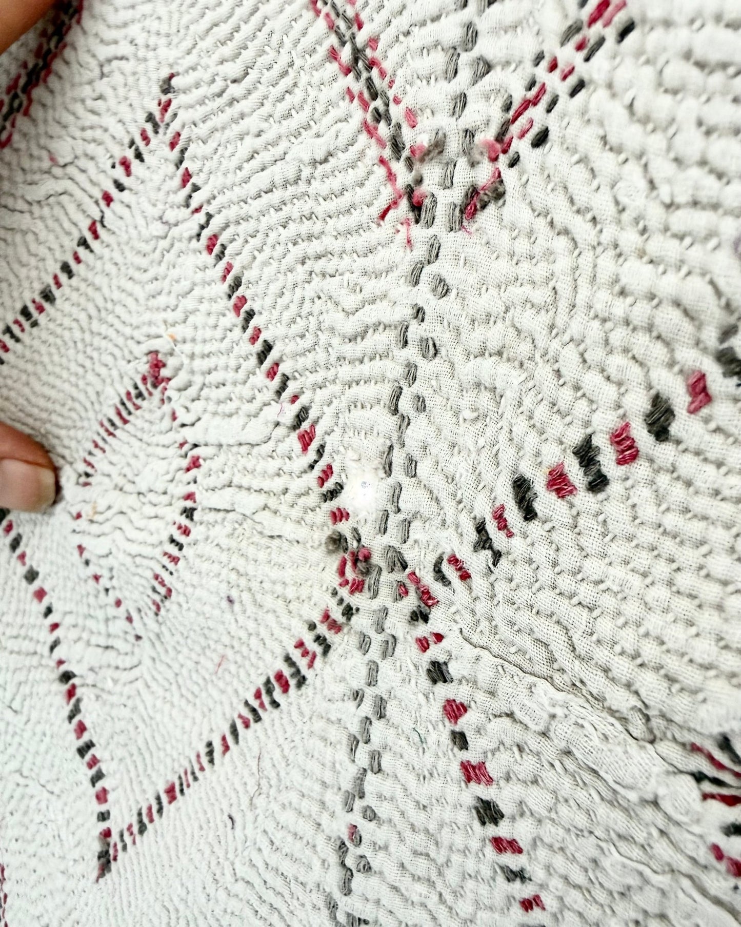 Project Kantha Quilt: Large Nakshi Kantha With Zig Zag Embroidery - Biggs & Hill
