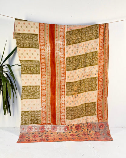 Project Kantha Quilt: Green and Orange