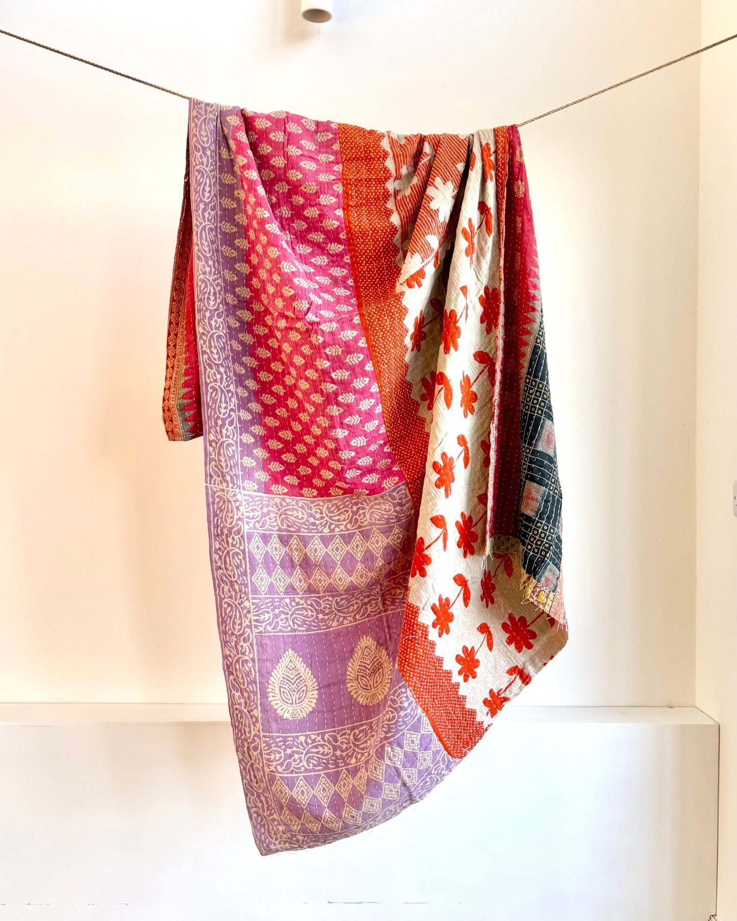 Sari Fabric Kantha Quilt 25 - Biggs & Hill