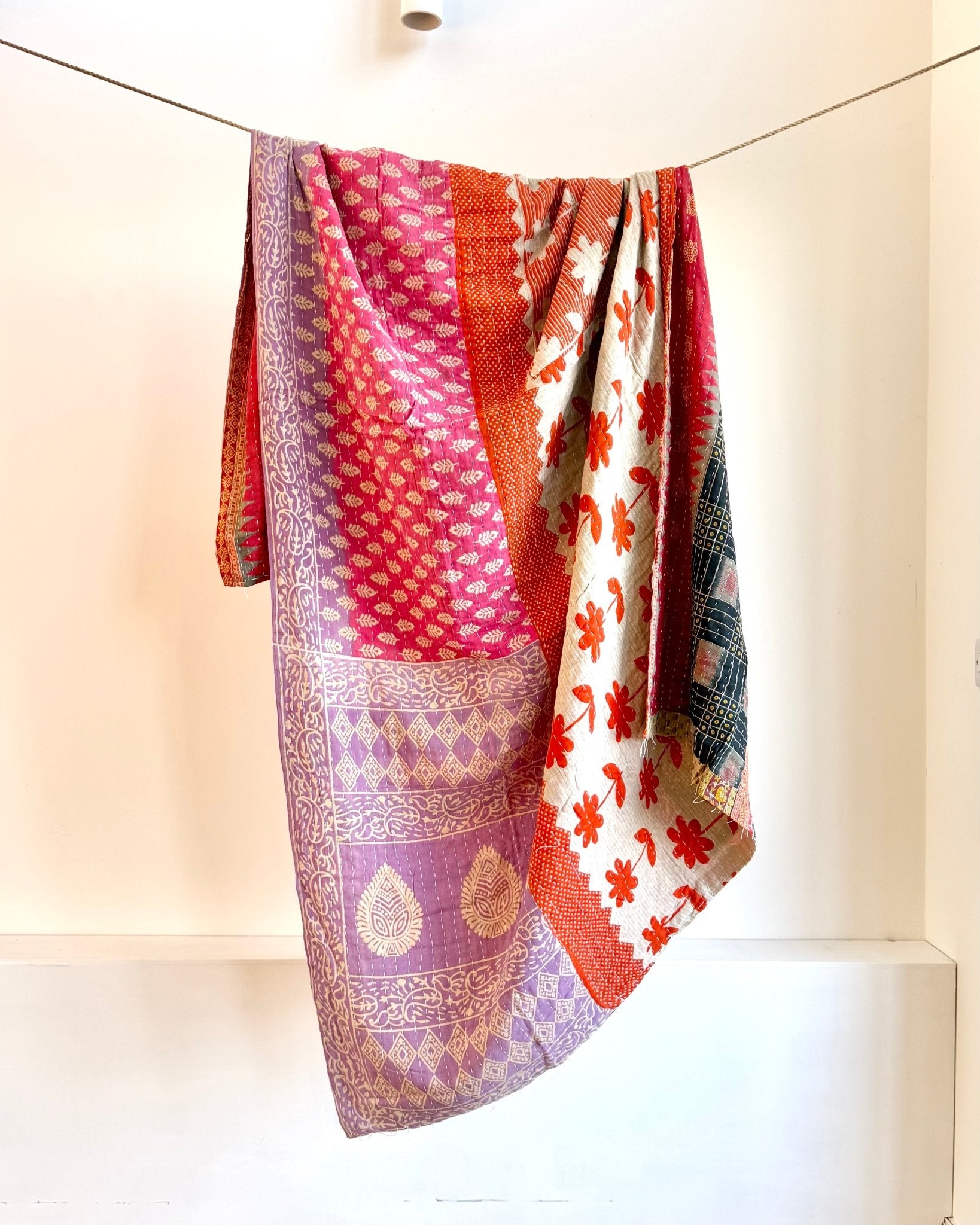 Sari Fabric Kantha Quilt 25 - Biggs & Hill