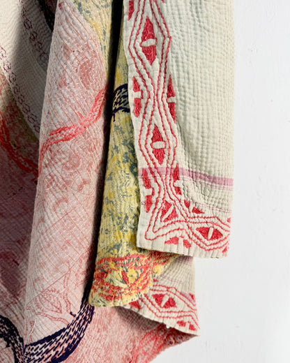 Project Kantha Quilt: Pink and White With Authentic Aged Texture