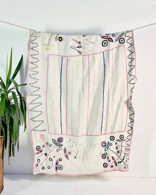 Project Kantha Quilt: White Nakshi Kantha With Tree Of Life Embroidery - Biggs & Hill