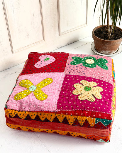 Large Square Patchwork Cotton Floor Cushion Cover