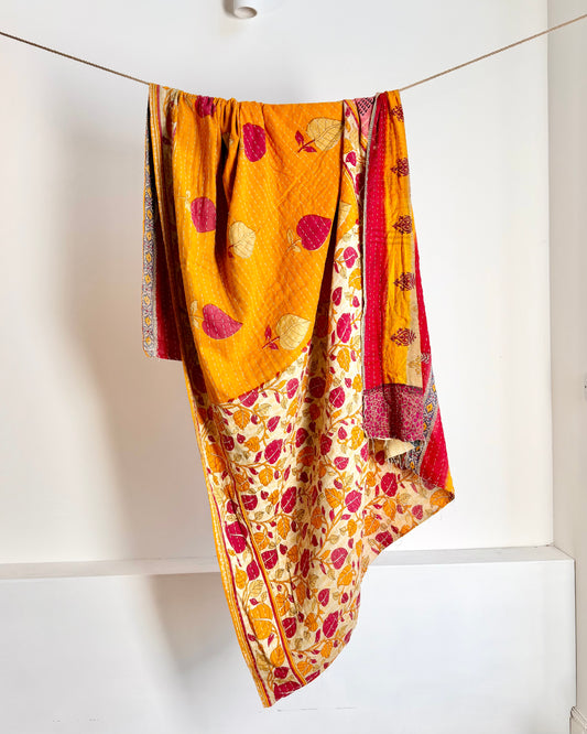 Vintage Sari Kantha Quilt #13