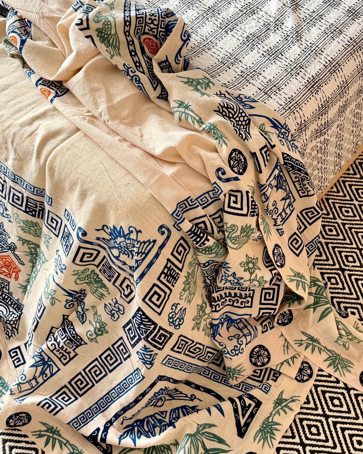 Chinese Double Sided Printed Textile or Bedcover - Biggs & Hill