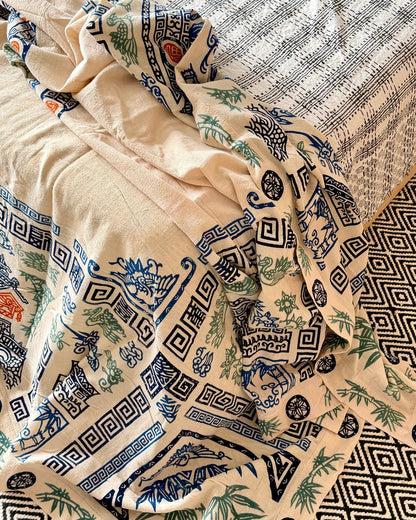 Chinese Double Sided Printed Textile or Bedcover - Biggs & Hill