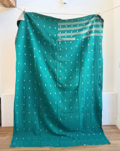 Project Kantha Quilt: Emerald Green and Beige - Biggs & Hill