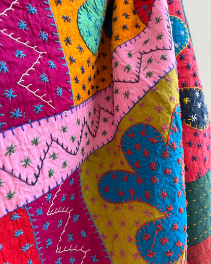Patchwork Hand Stitched Jogi Bedspread 11 - King Size - Biggs & Hill