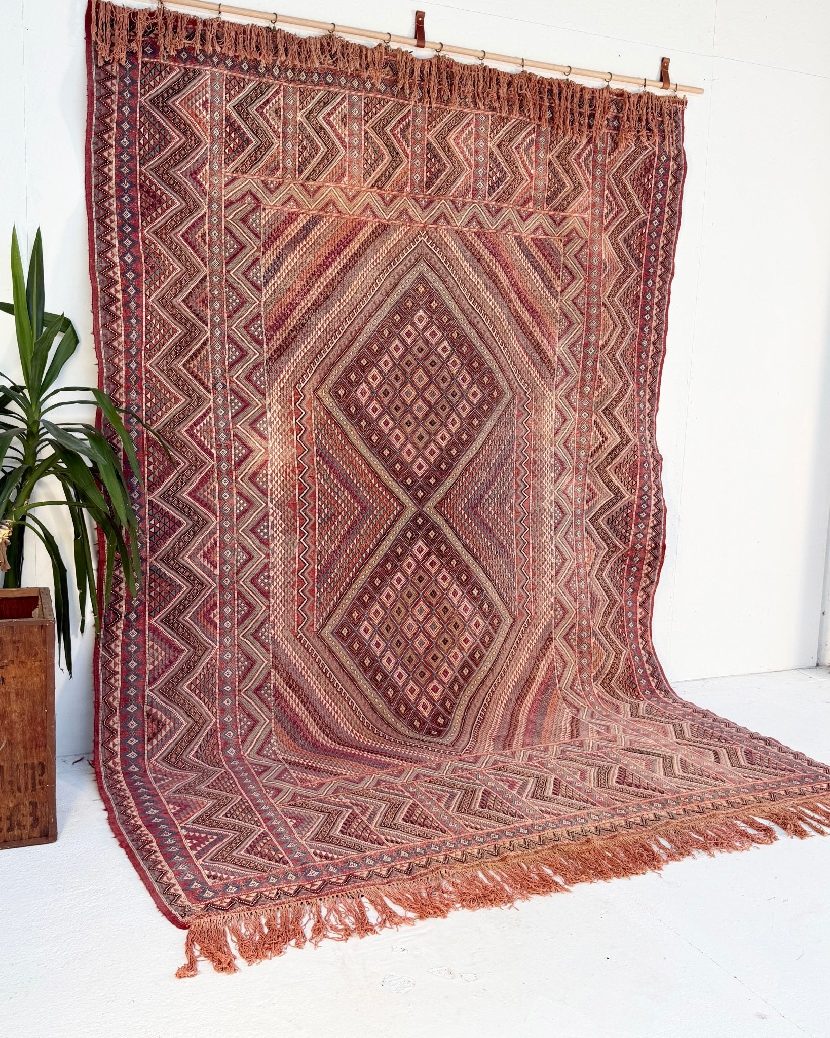 Vintage Afghan Handwoven Wool Tribal Soumac Area Rug - Biggs & Hill