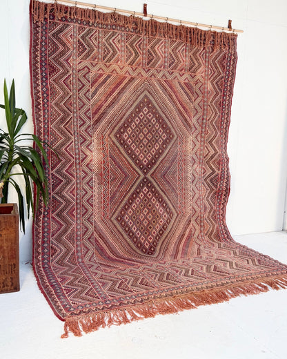 Vintage Afghan Handwoven Wool Tribal Soumac Area Rug - Biggs & Hill