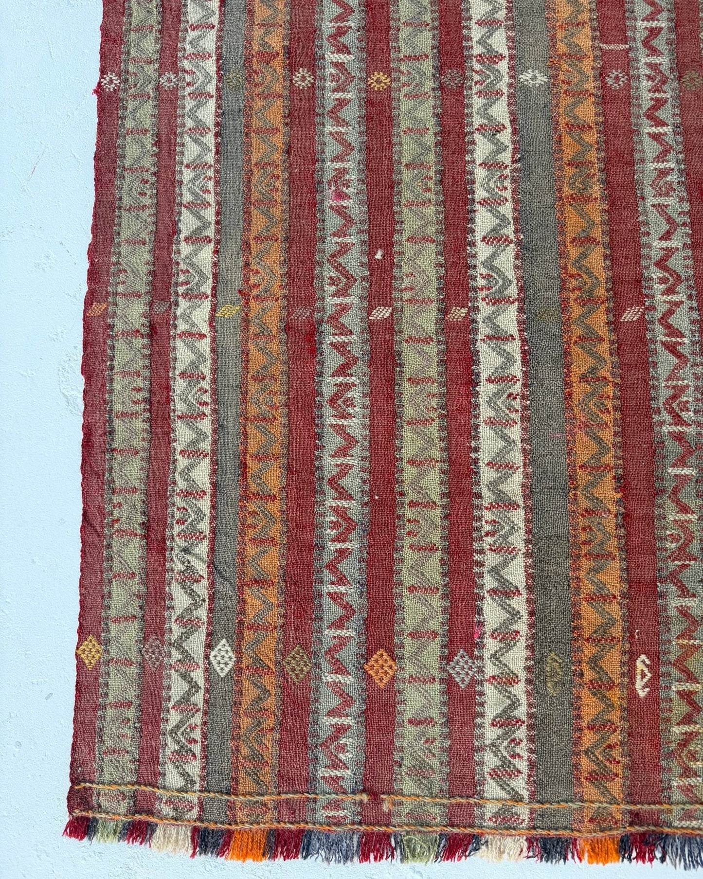 Fine Woven Vintage Anatolian Kilim In Reds and Terracottas - Biggs & Hill