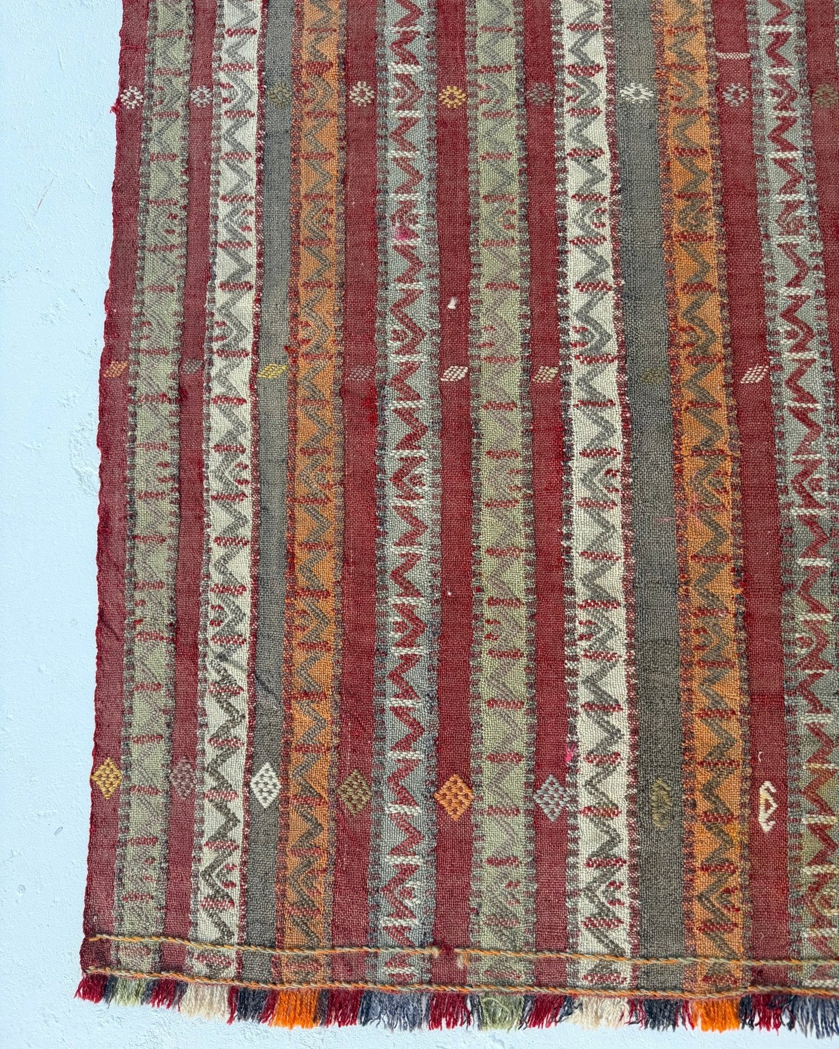 Fine Woven Vintage Anatolian Kilim In Reds and Terracottas - Biggs & Hill
