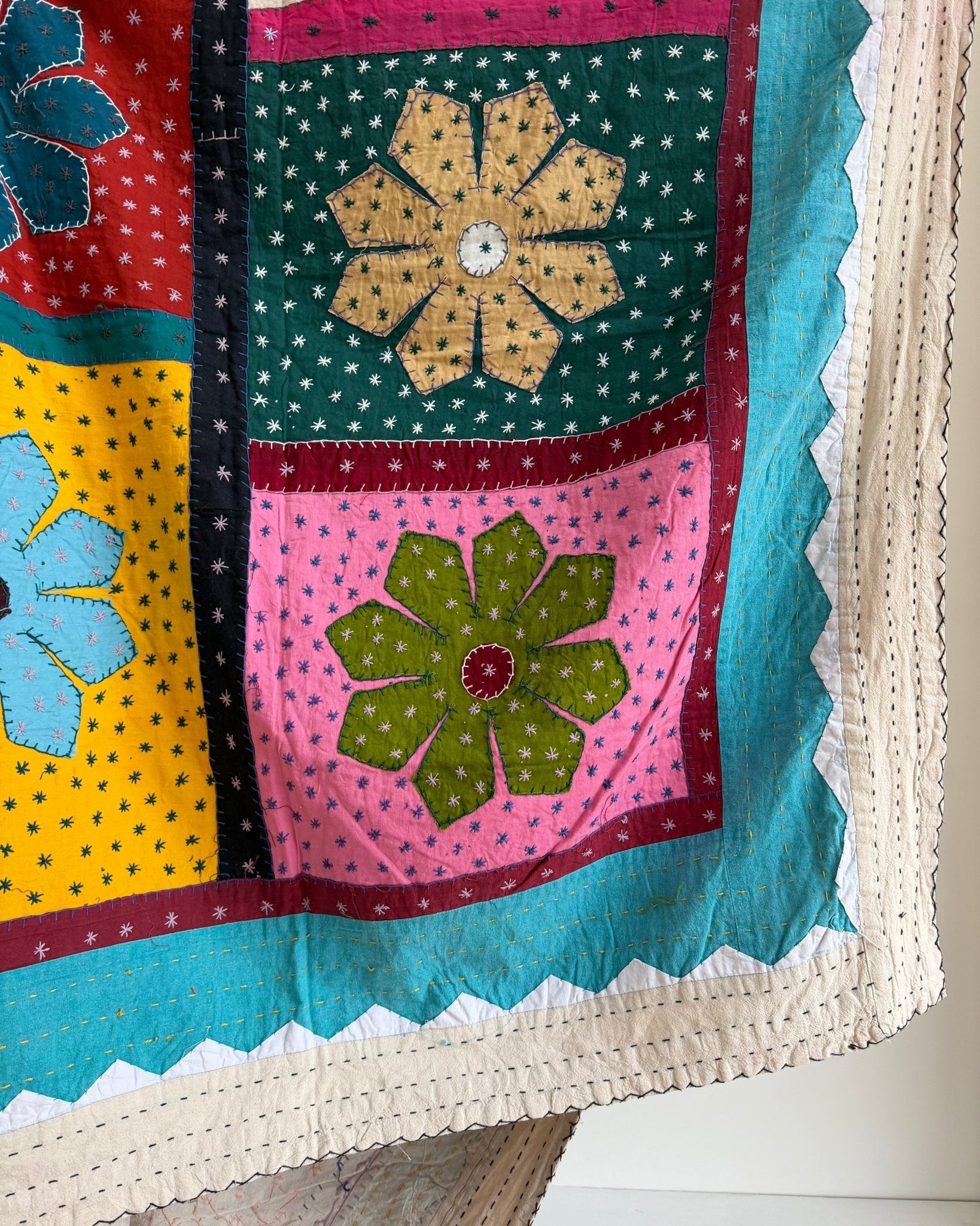 Patchwork Hand Stitched Jogi Bedspread 10 - King Size - Biggs & Hill